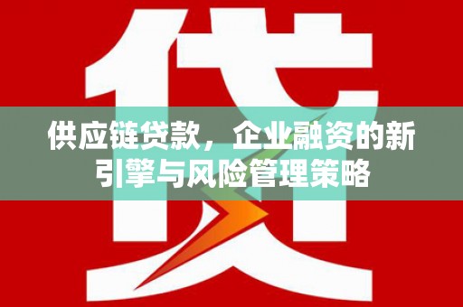 大渡口供应链贷款，企业融资的新引擎与风险管理策略
